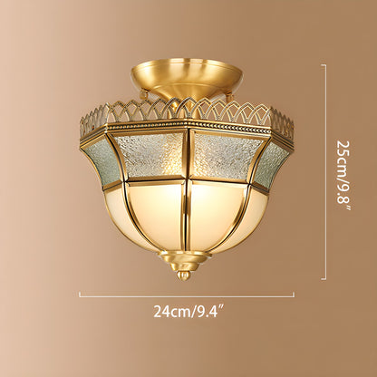 Antizer European Style Copper Glass Ceiling Lamp-B