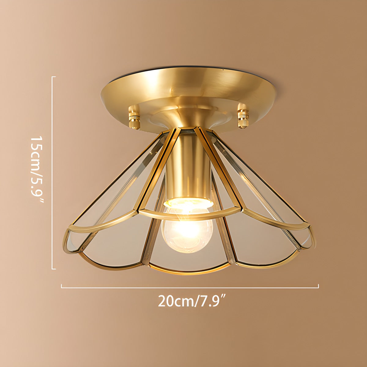 European Style Copper Glass Ceiling Lamp-B