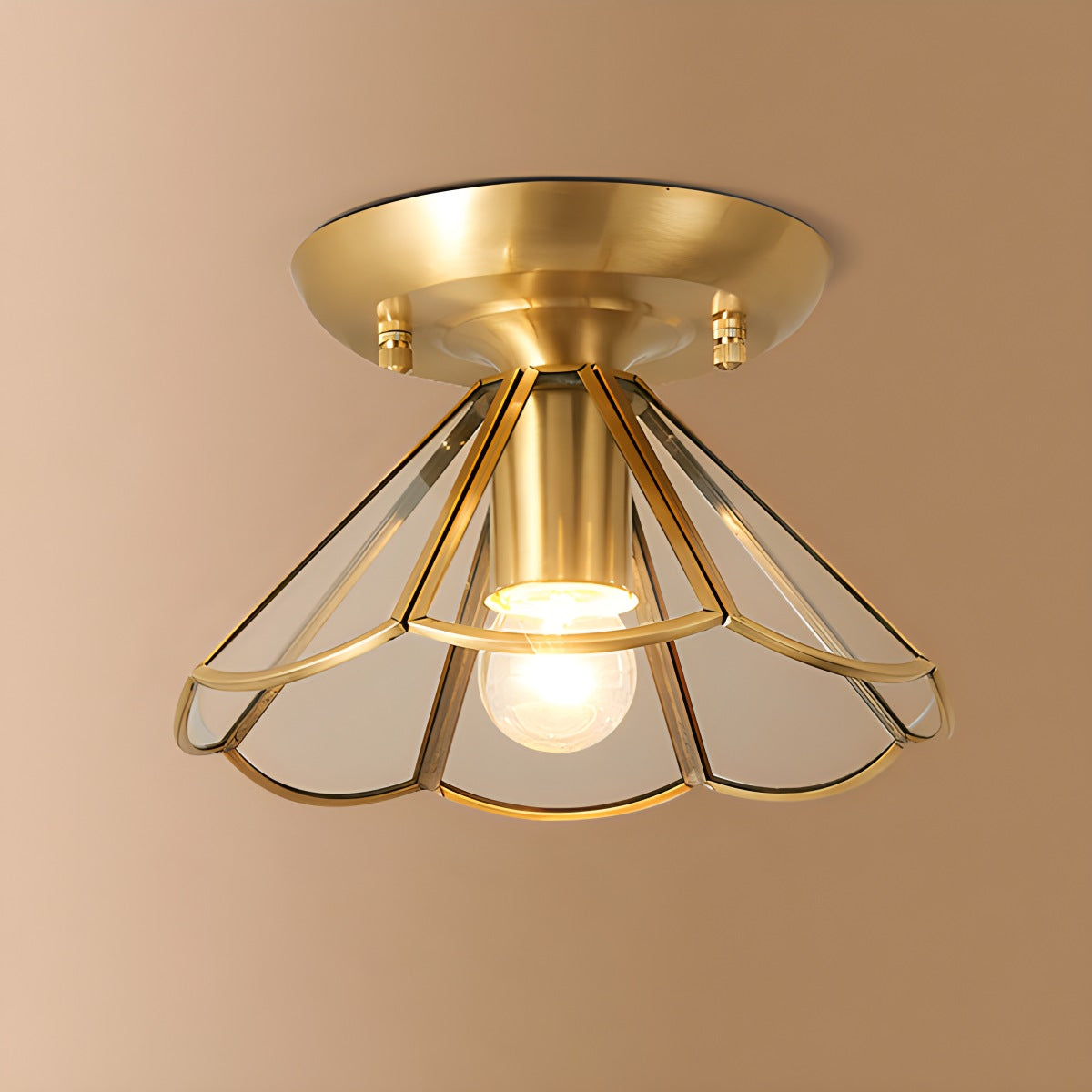 European Style Copper Glass Ceiling Lamp-B