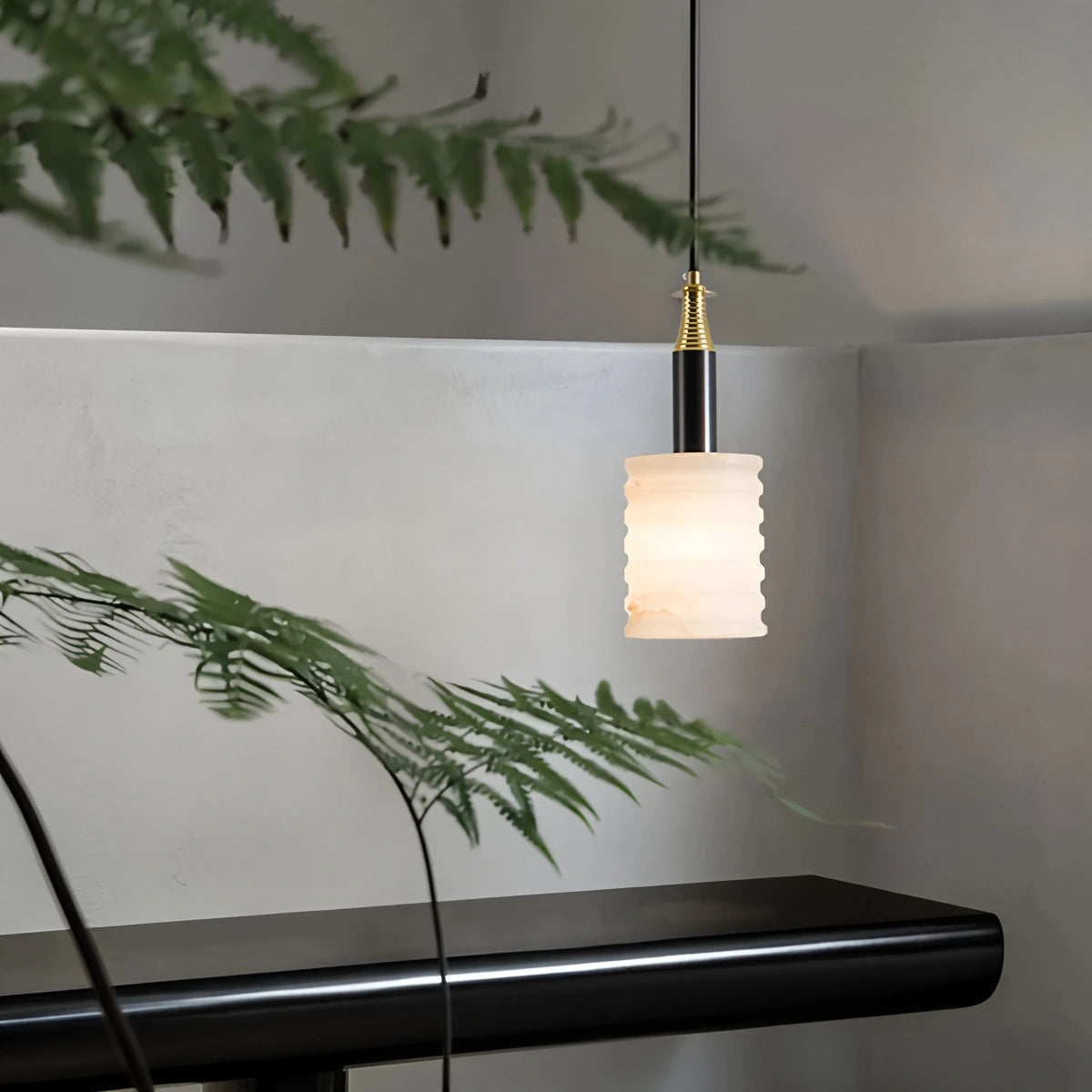 Antizer Cylindrical Spanish Alabaster Bedside Pendant Light