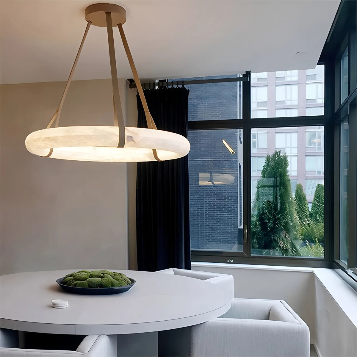 Antizer Simple Ring Spanish Alabaster Pendant Light for Living Room