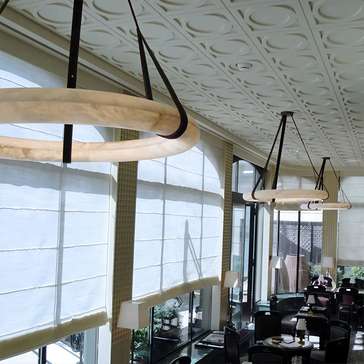 Antizer Simple Ring Spanish Alabaster Pendant Light for Living Room