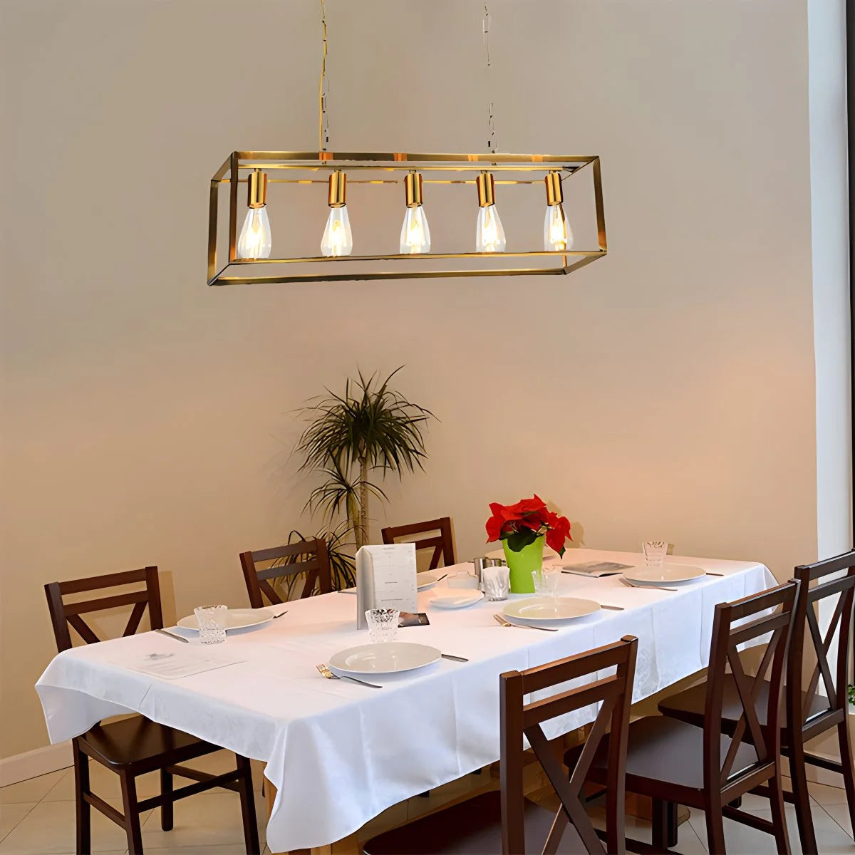 Antizer Rectangular Brass Pendant Lights