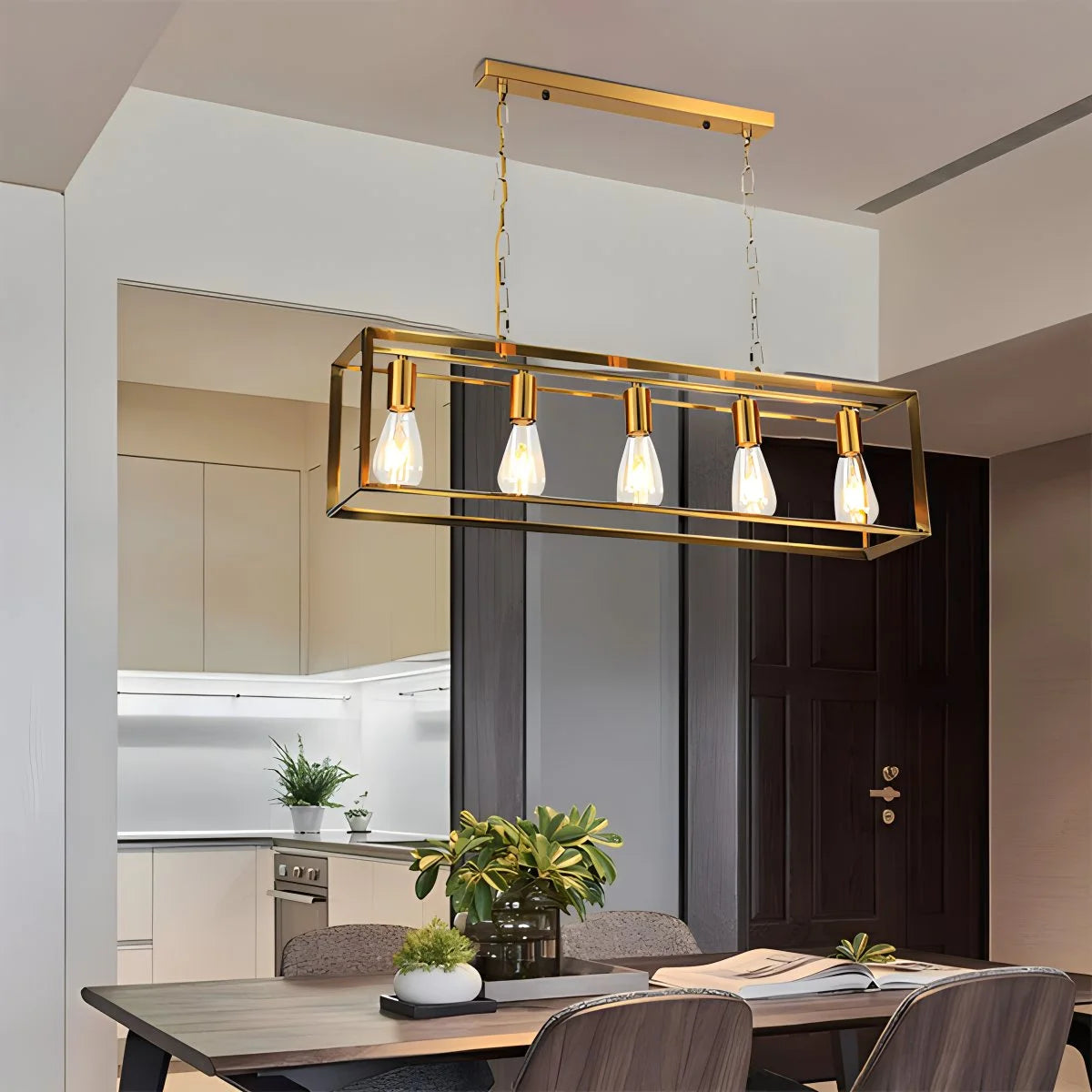 Antizer Rectangular Brass Pendant Lights