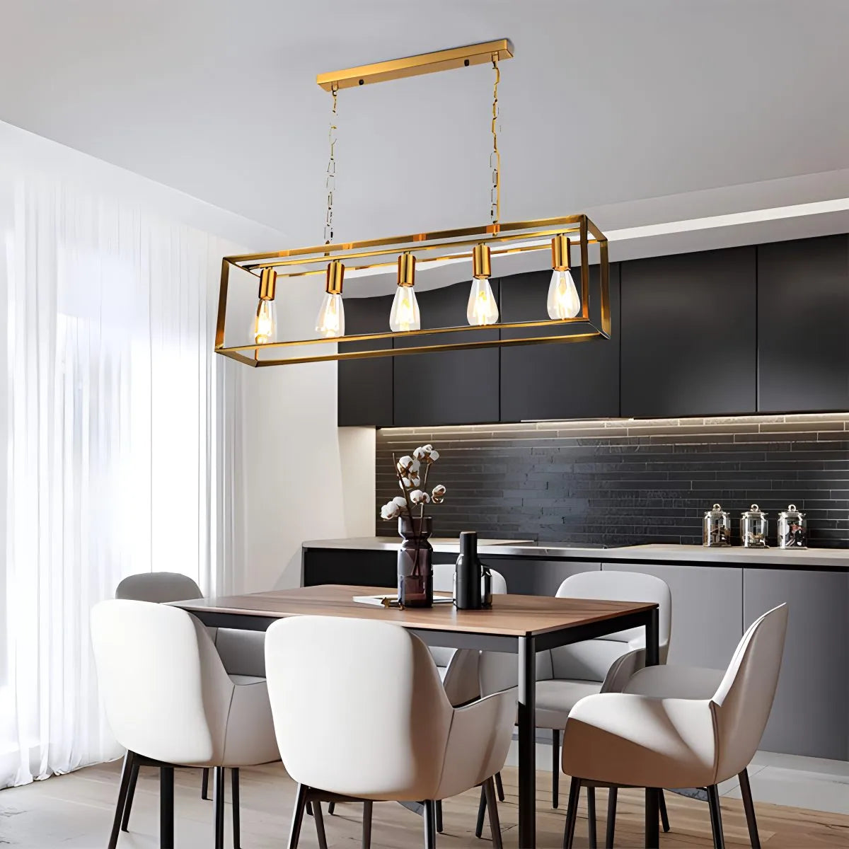 Antizer Rectangular Brass Pendant Lights