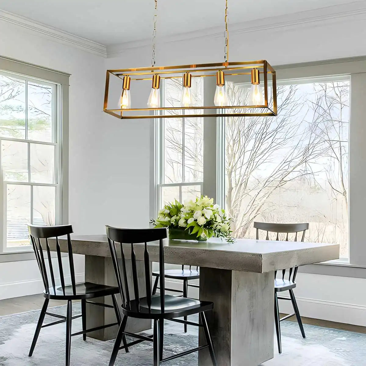 Antizer Rectangular Brass Pendant Lights