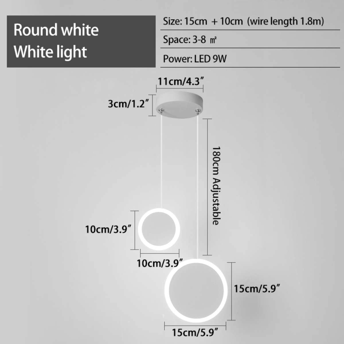 Antizer Modern Simple Ceiling Pendant Light Round White White Light