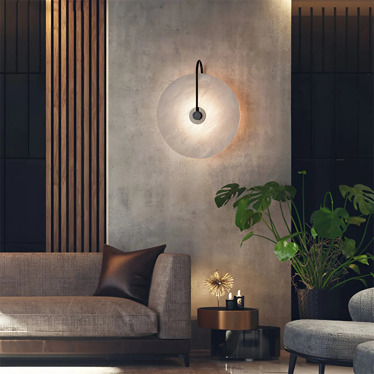 Antizer Simple Circular Spanish Alabaster Wall Lamp