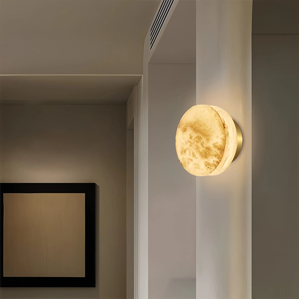 Antizer Simple Round Spanish Alabaster Wall Light for Hallway