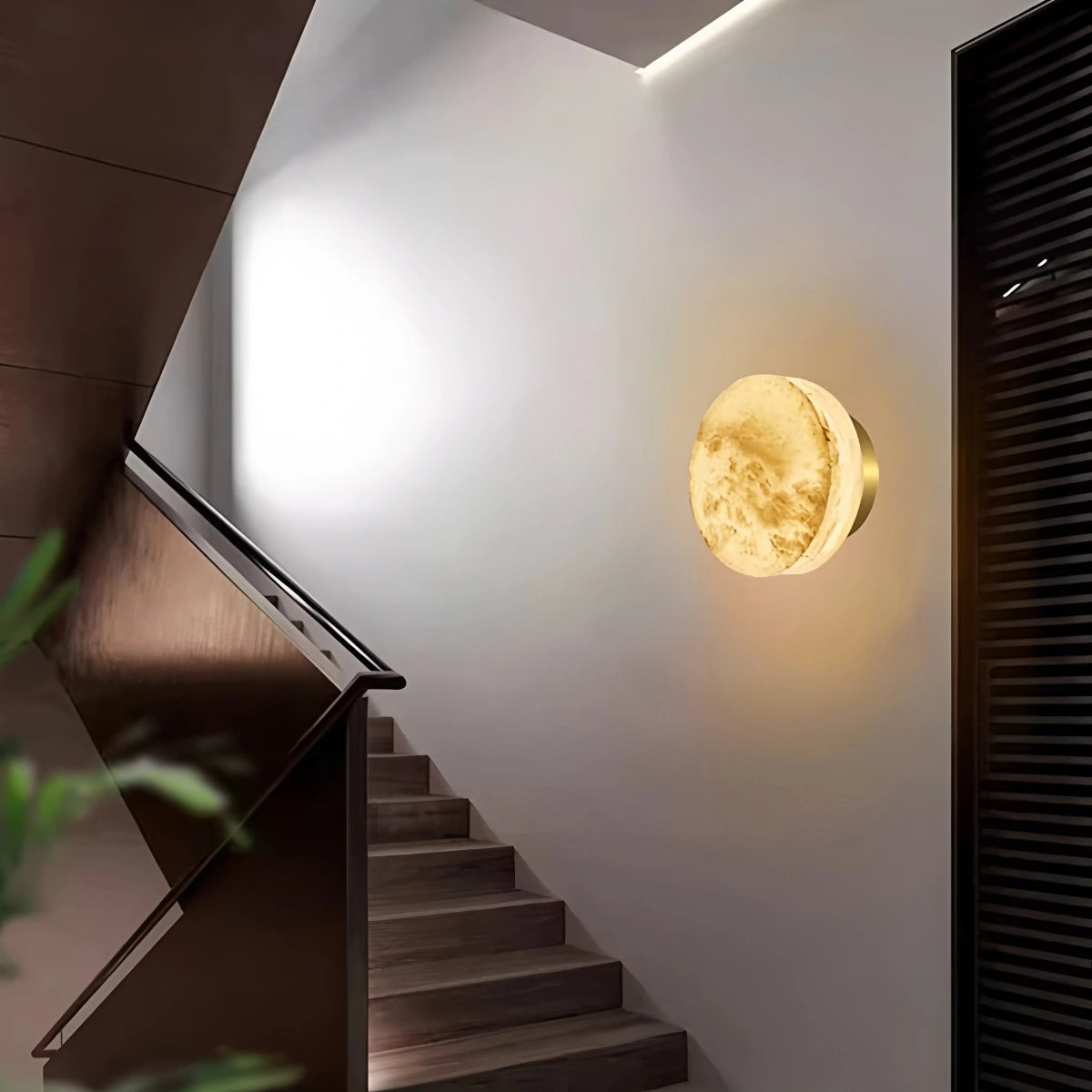 Antizer Simple Round Spanish Alabaster Wall Light for Hallway