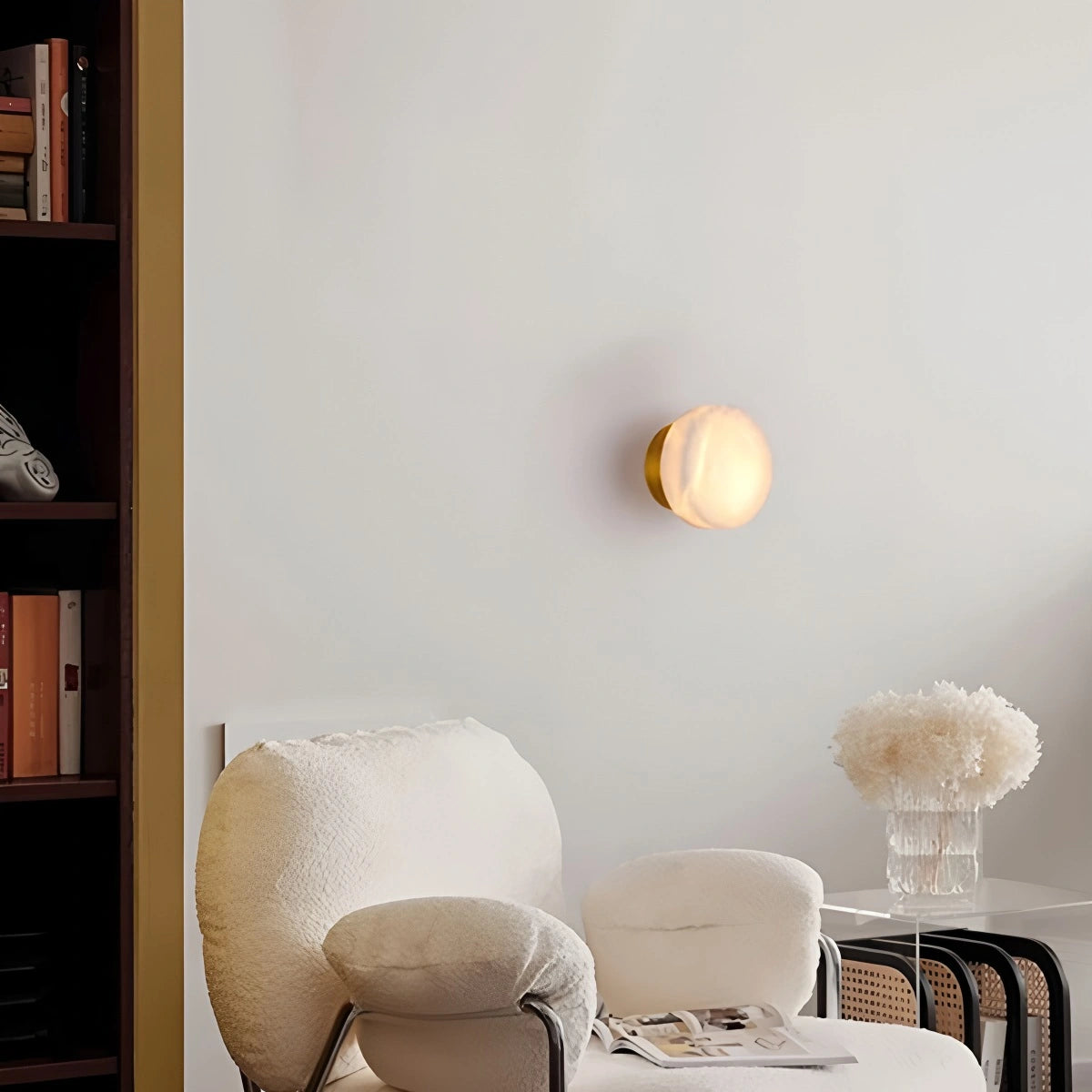 Antizer Simple Round Spanish Alabaster Wall Light for Hallway