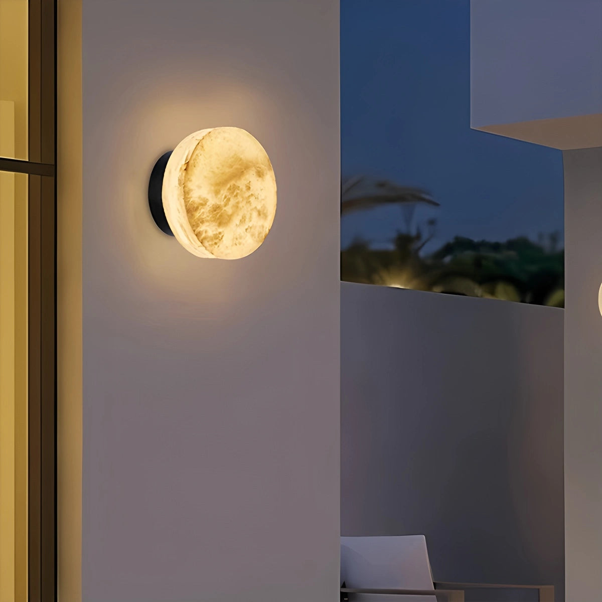 Antizer Simple Round Spanish Alabaster Wall Light for Hallway