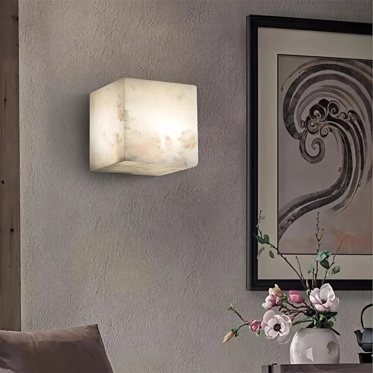 Antizer Simple Square Spanish Alabaster Wall Lamp for Living Room