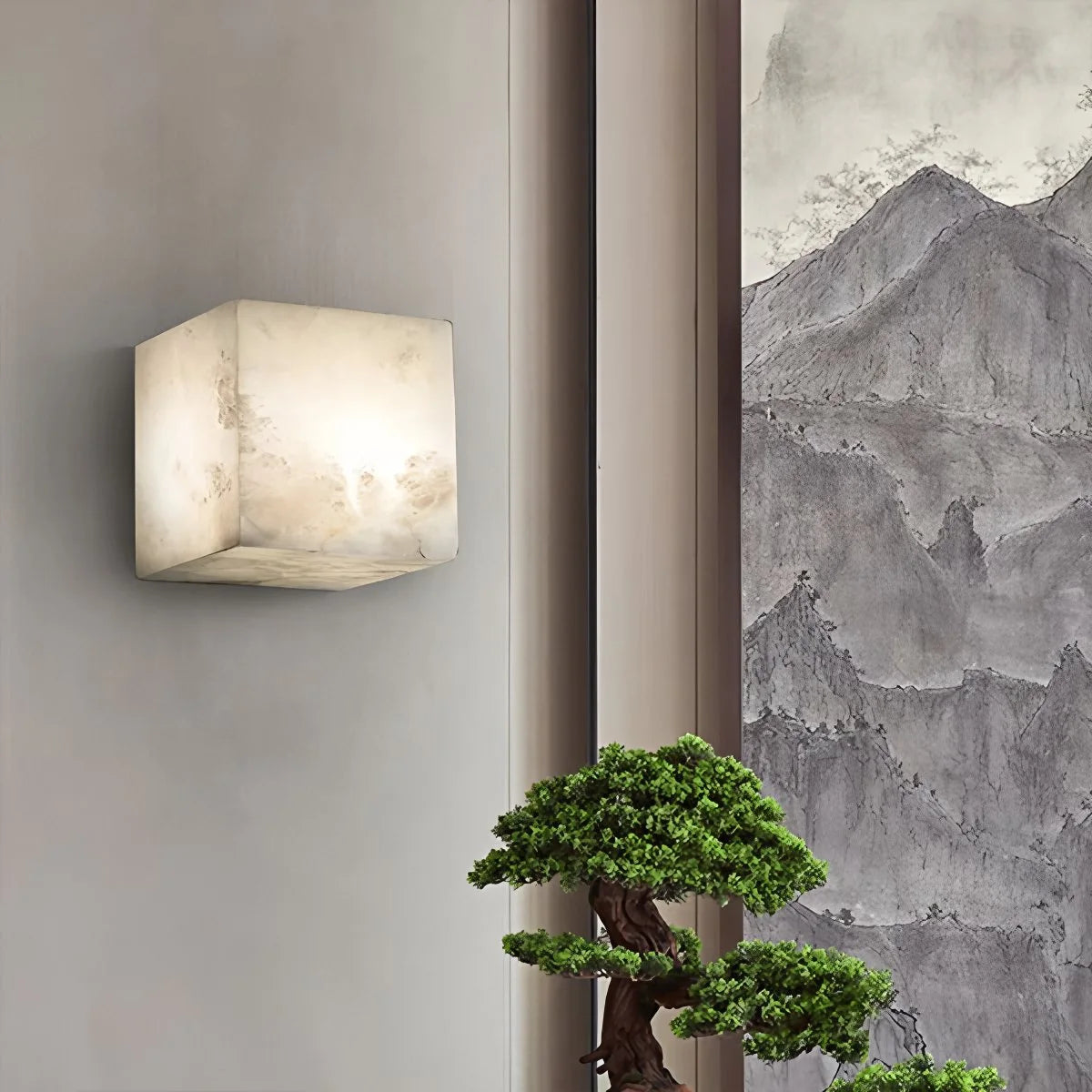 Antizer Simple Square Spanish Alabaster Wall Lamp for Living Room