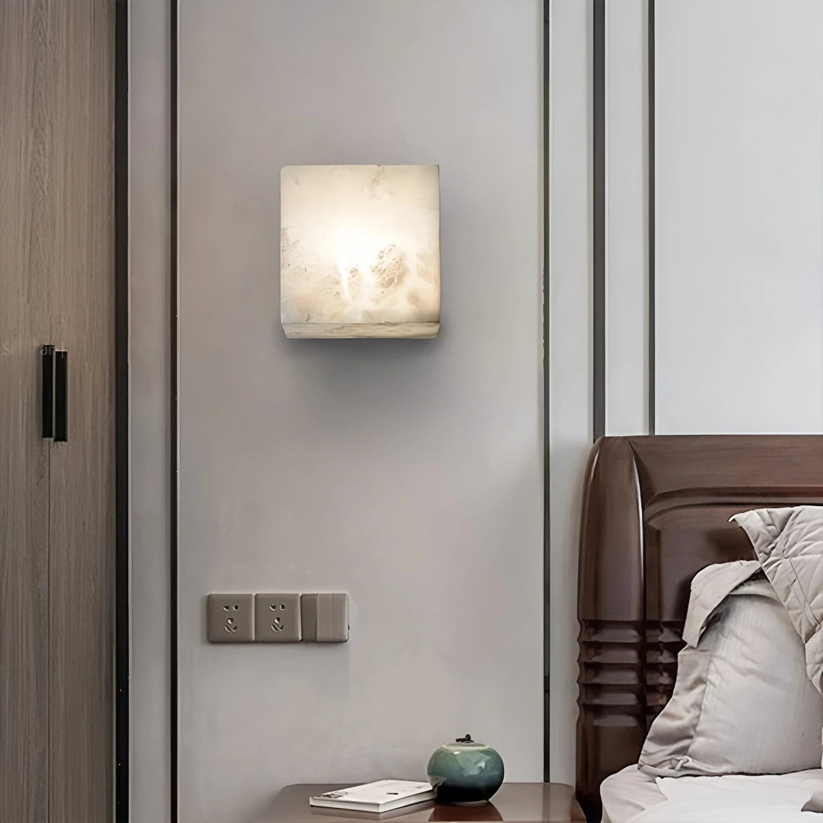 Antizer Simple Square Spanish Alabaster Wall Lamp for Living Room