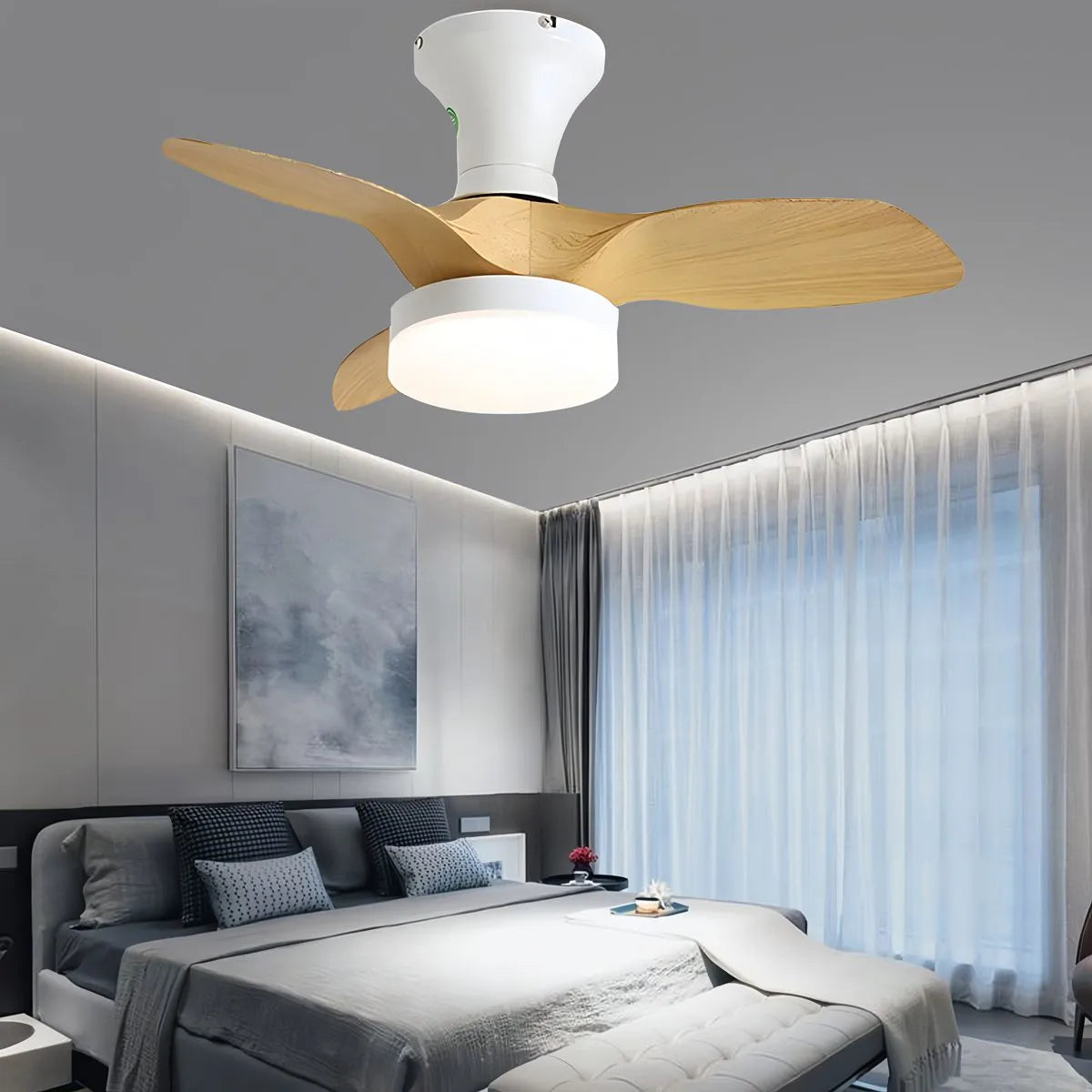 Antizer Small Propeller Ceiling Fan With Light