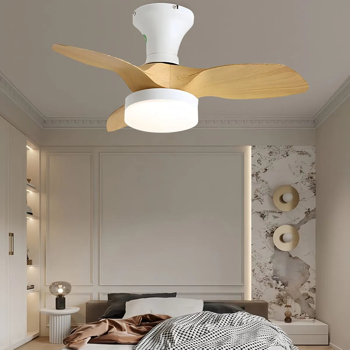 Antizer Small Propeller Ceiling Fan With Light