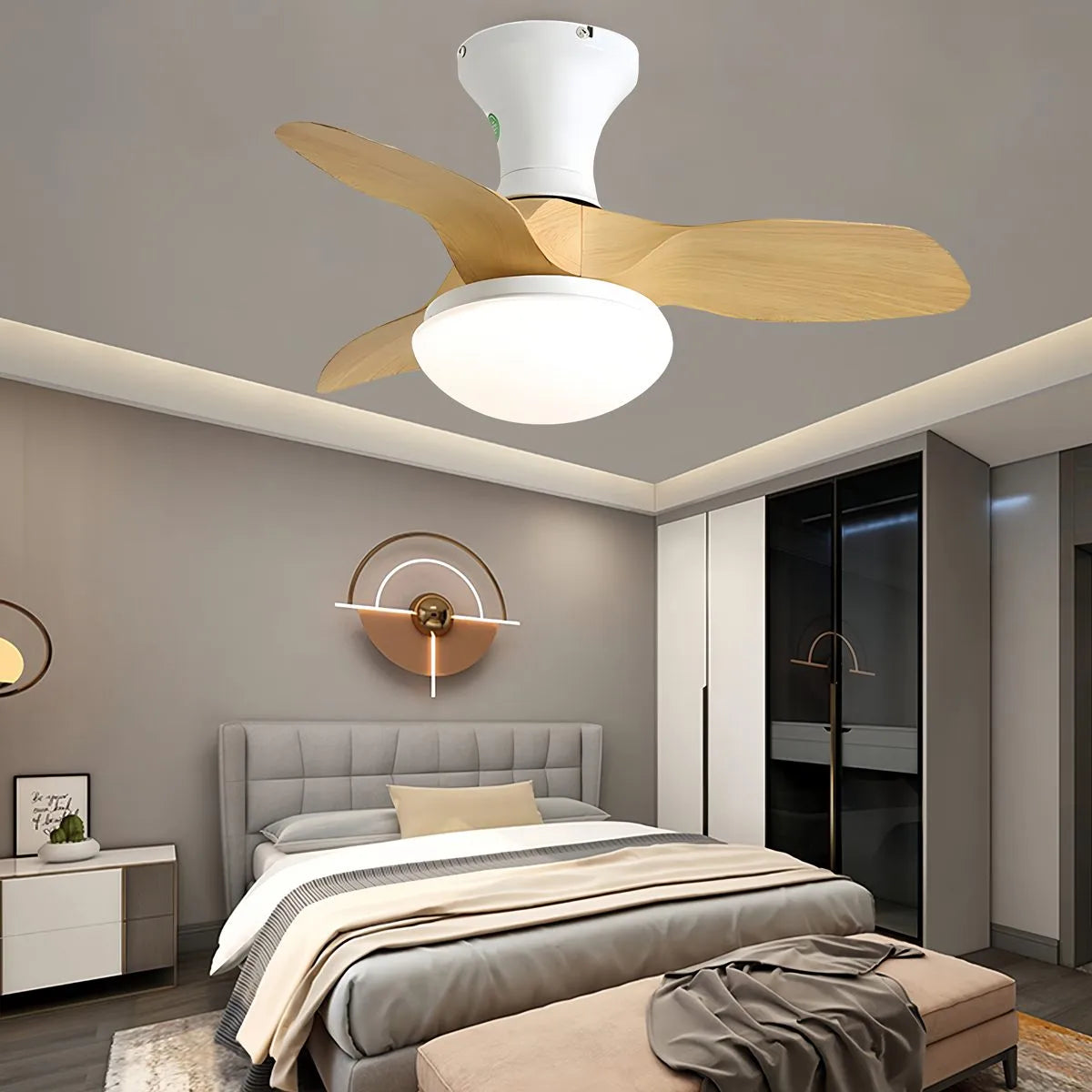 Antizer Small Propeller Ceiling Fan With Light
