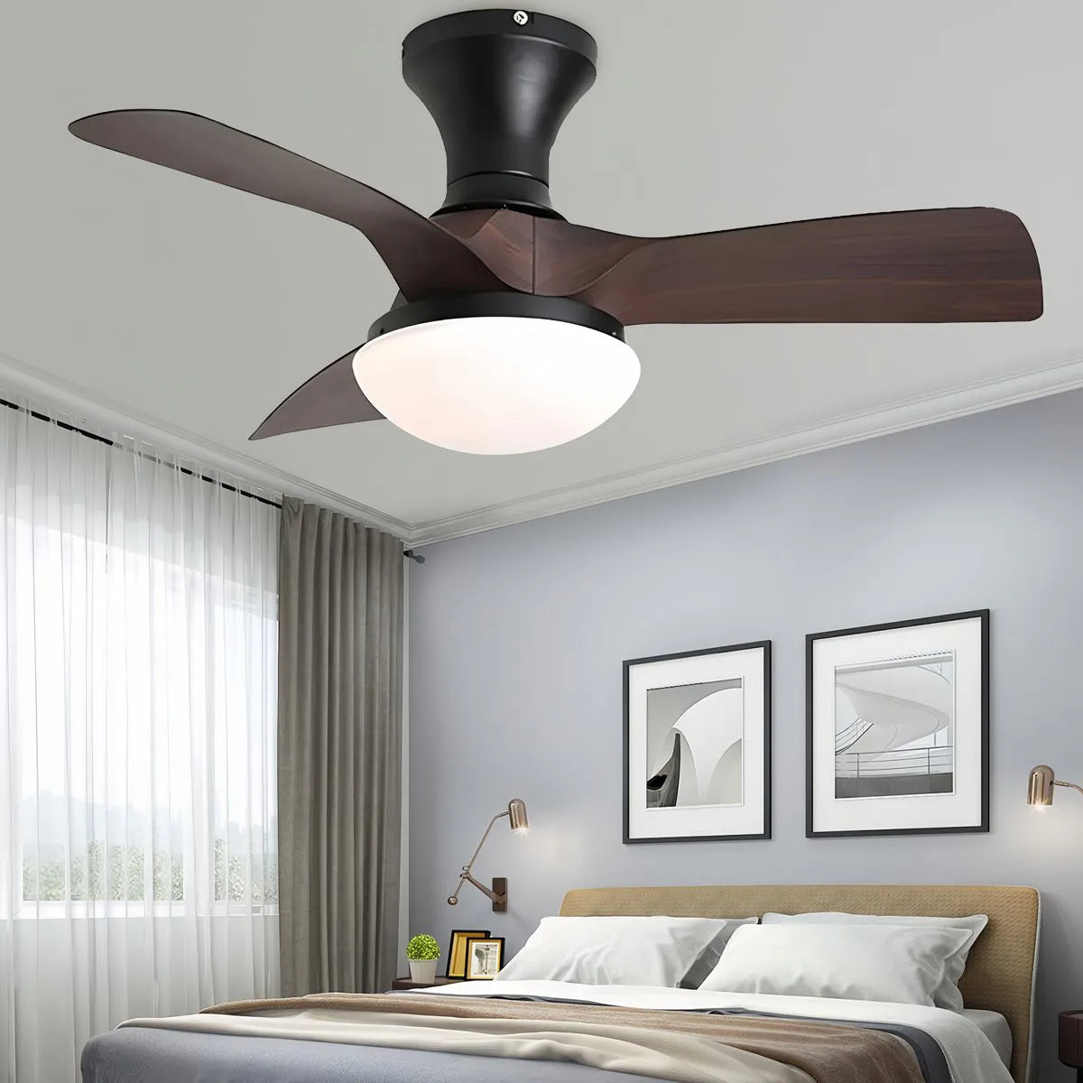 Antizer Small Propeller Ceiling Fan With Light