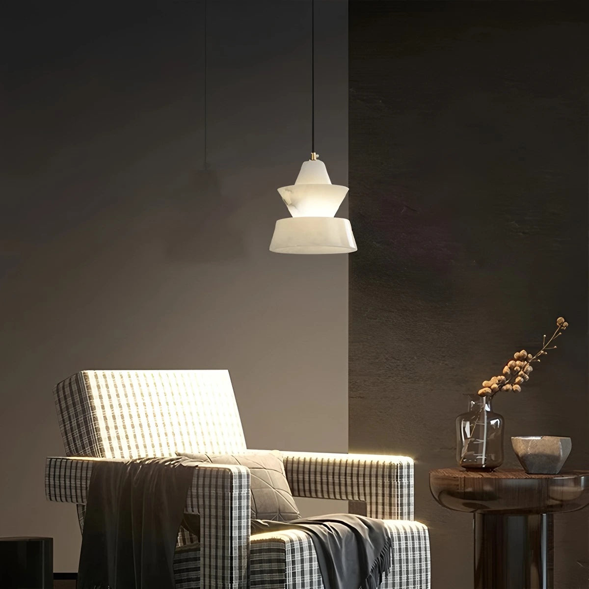 Antizer Spanish Alabaster Pendant Light Bedside Lamp