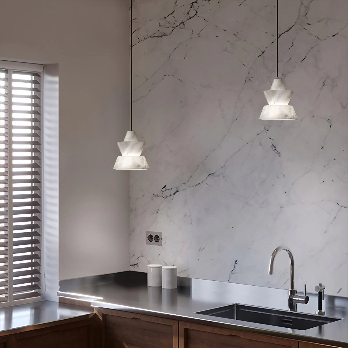 Antizer Spanish Alabaster Pendant Light Bedside Lamp