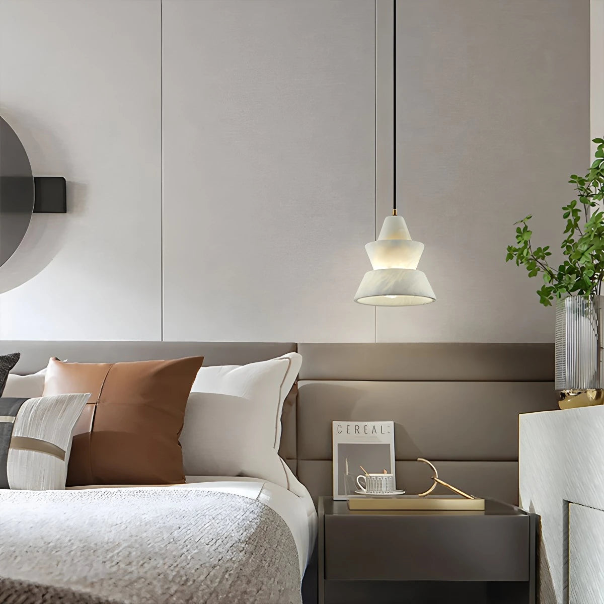 Antizer Spanish Alabaster Pendant Light Bedside Lamp