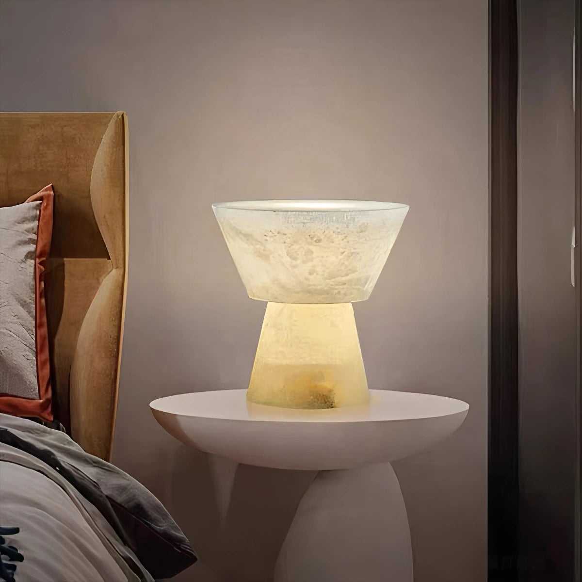 Antizer Spanish Spanish Alabaster Mushroom Head Table Lamp