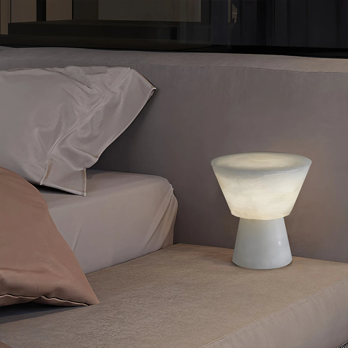 Antizer Spanish Spanish Alabaster Mushroom Head Table Lamp