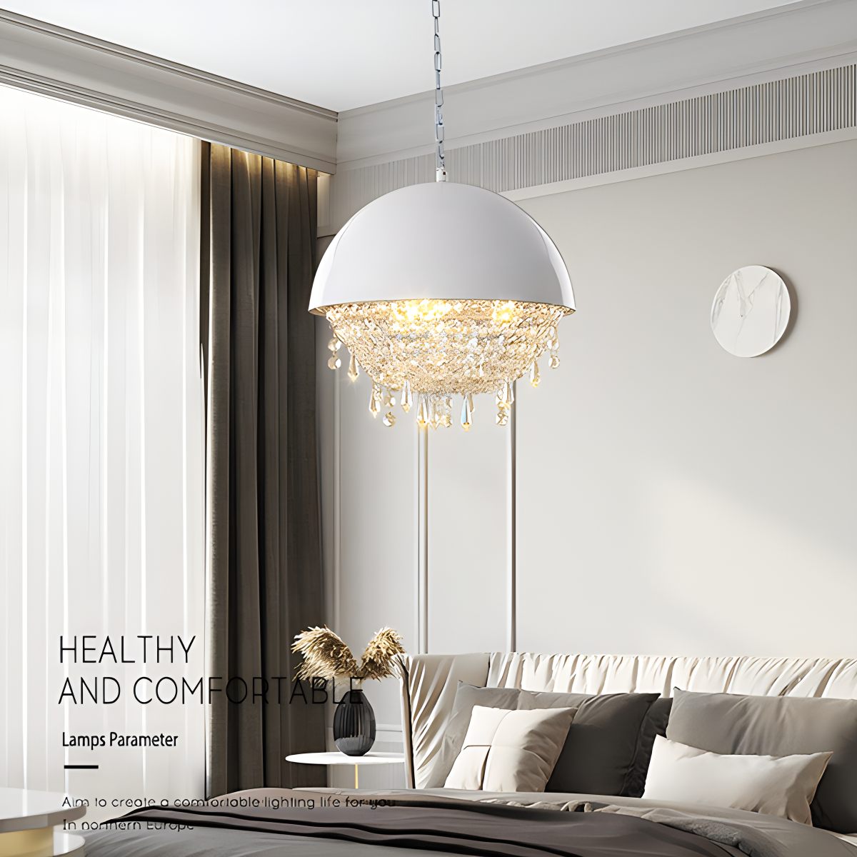 Antizer Spherical Crystal Chandelier Globe Pendant Light