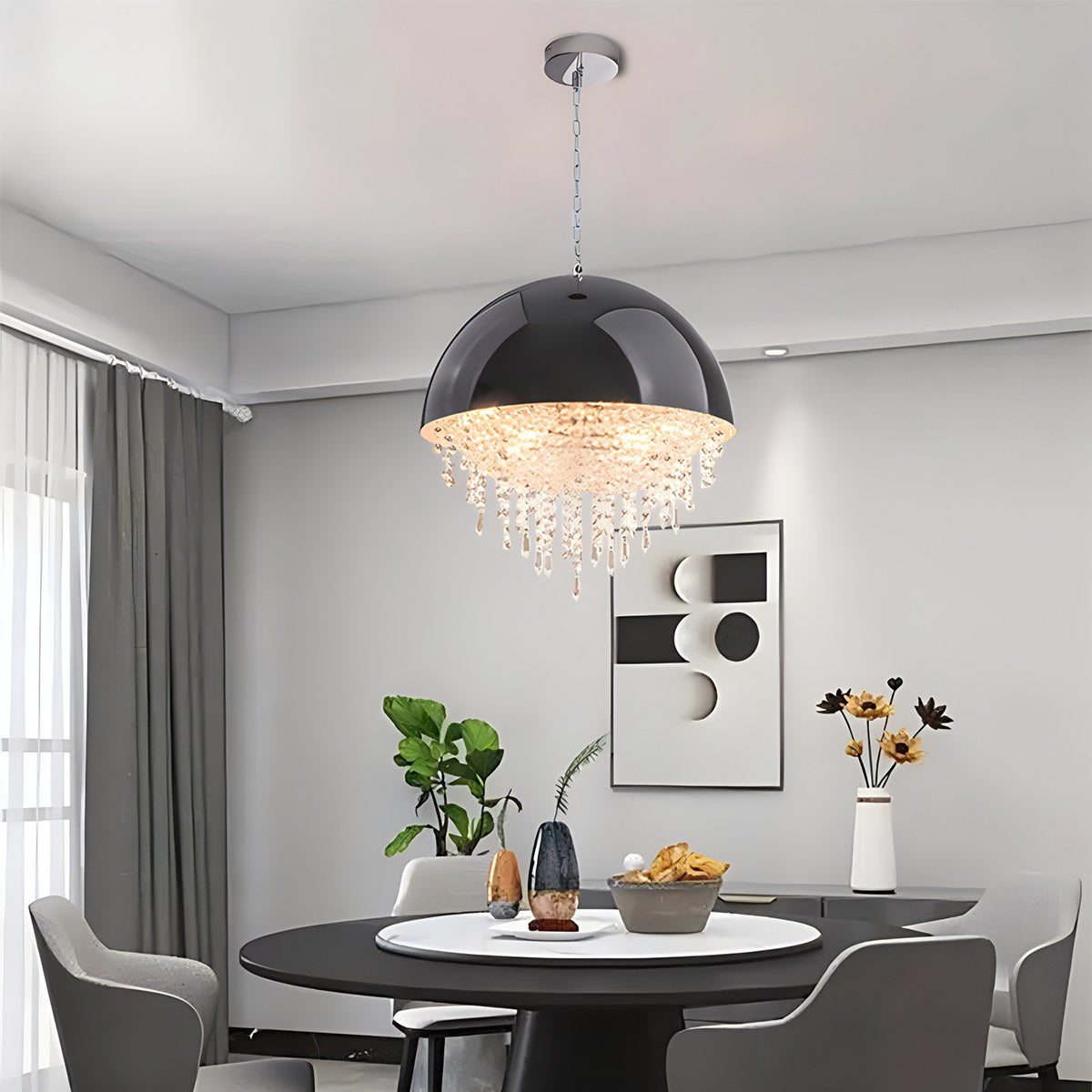 Antizer Spherical Crystal Chandelier Globe Pendant Light