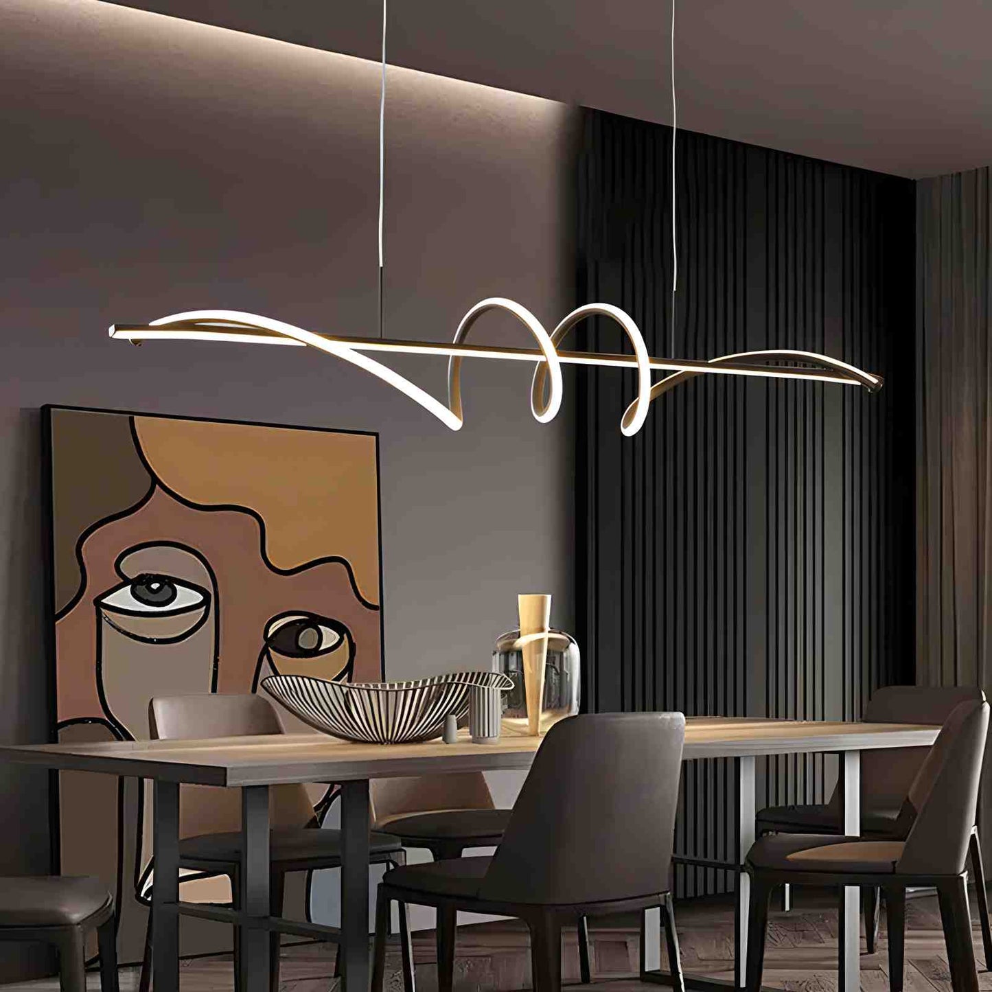 Antizer Wave Linear Chandelier for Dining Room