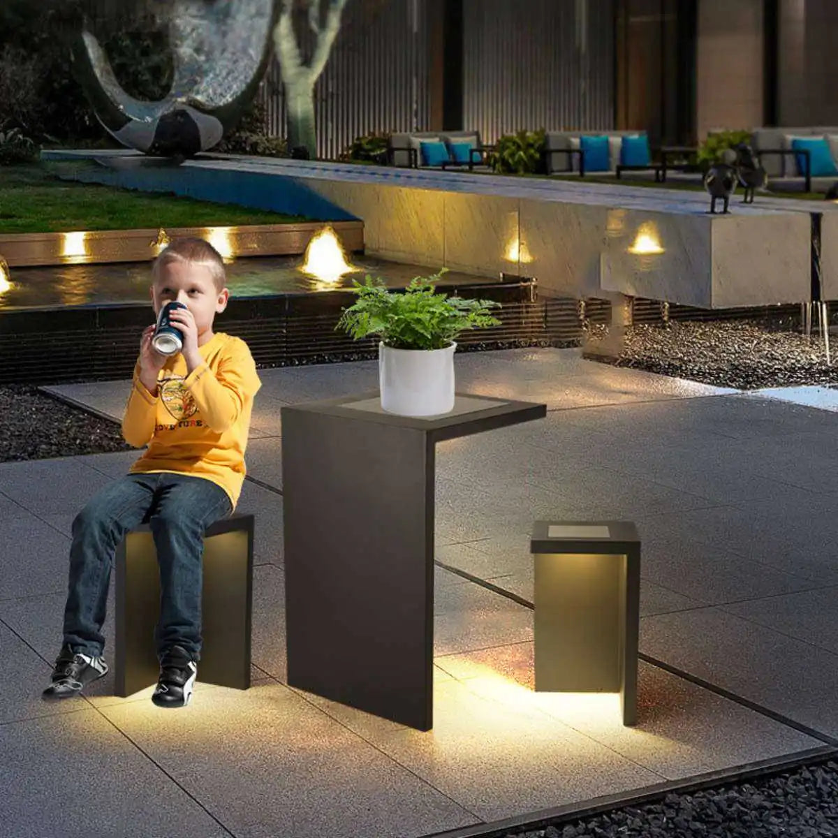 Antizer Solar Table and Stool Floor Lamp