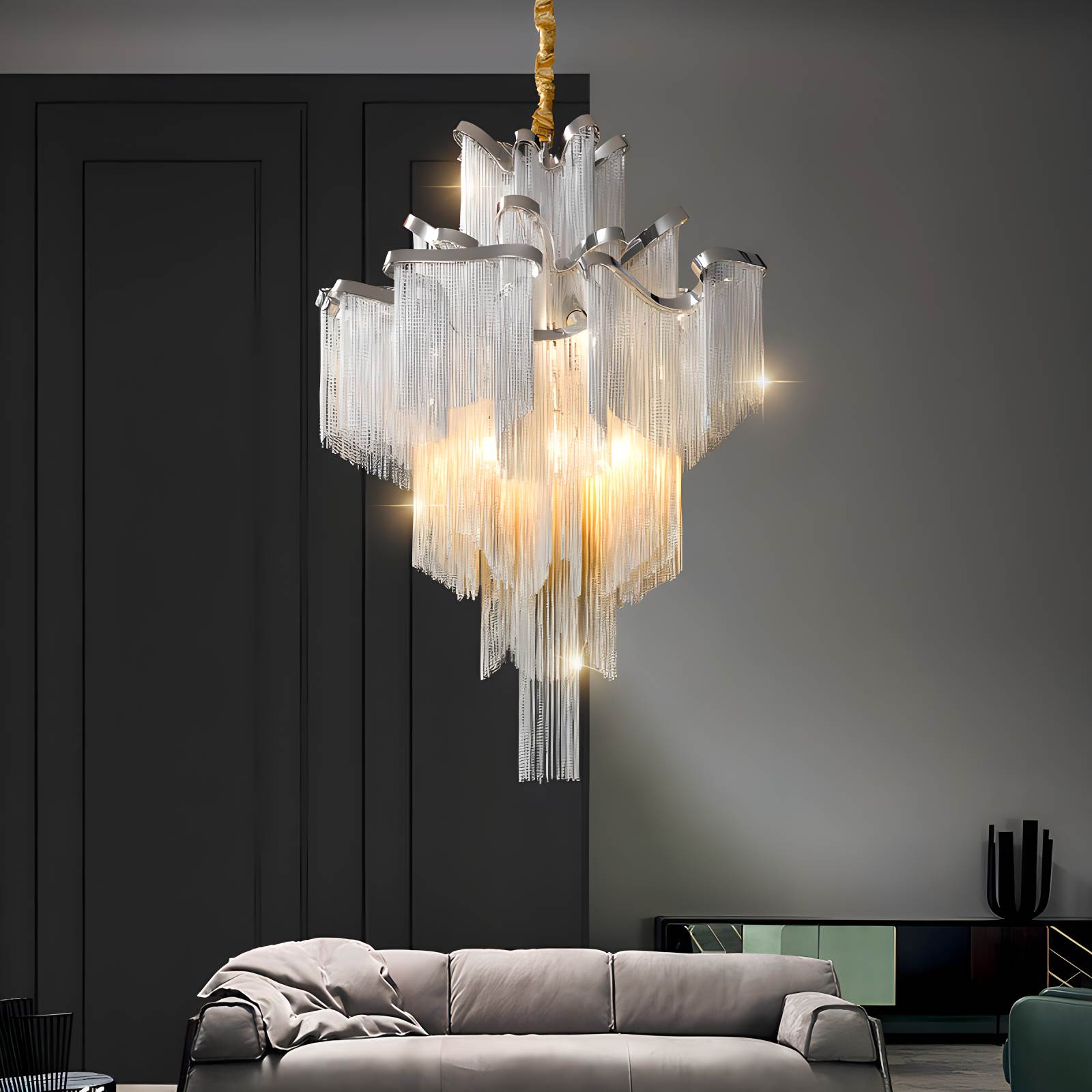 Aluminum Tassel LED Ceiling Chandelier