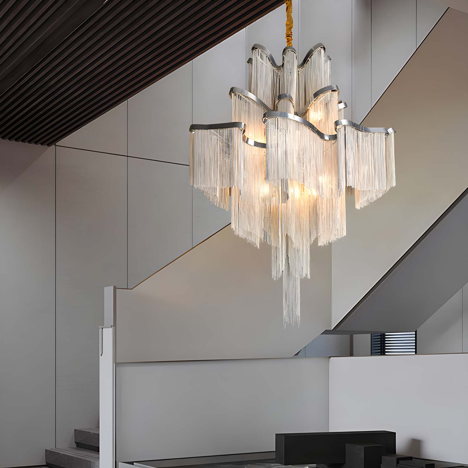 Aluminum Tassel LED Ceiling Chandelier