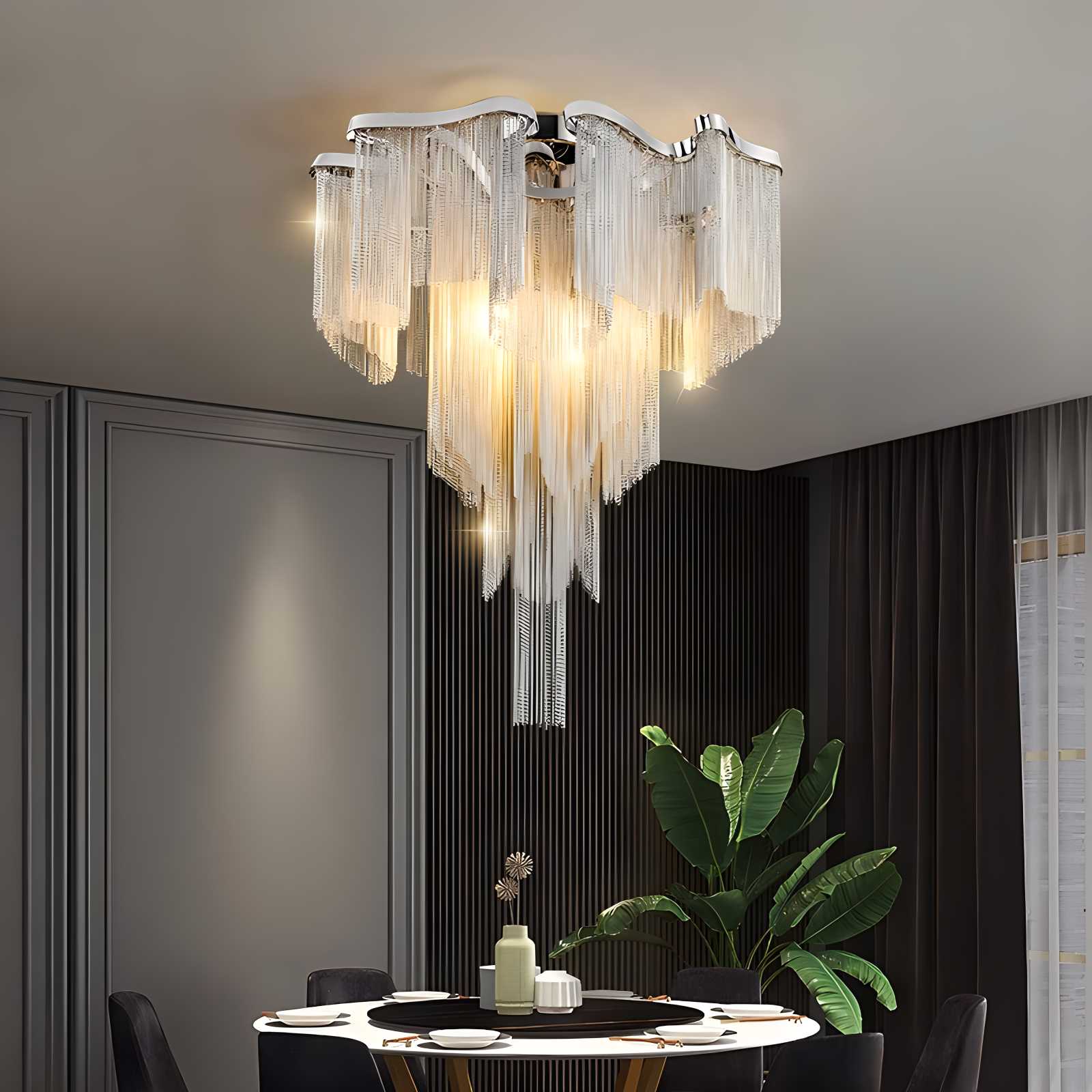 Aluminum Tassel LED Ceiling Chandelier