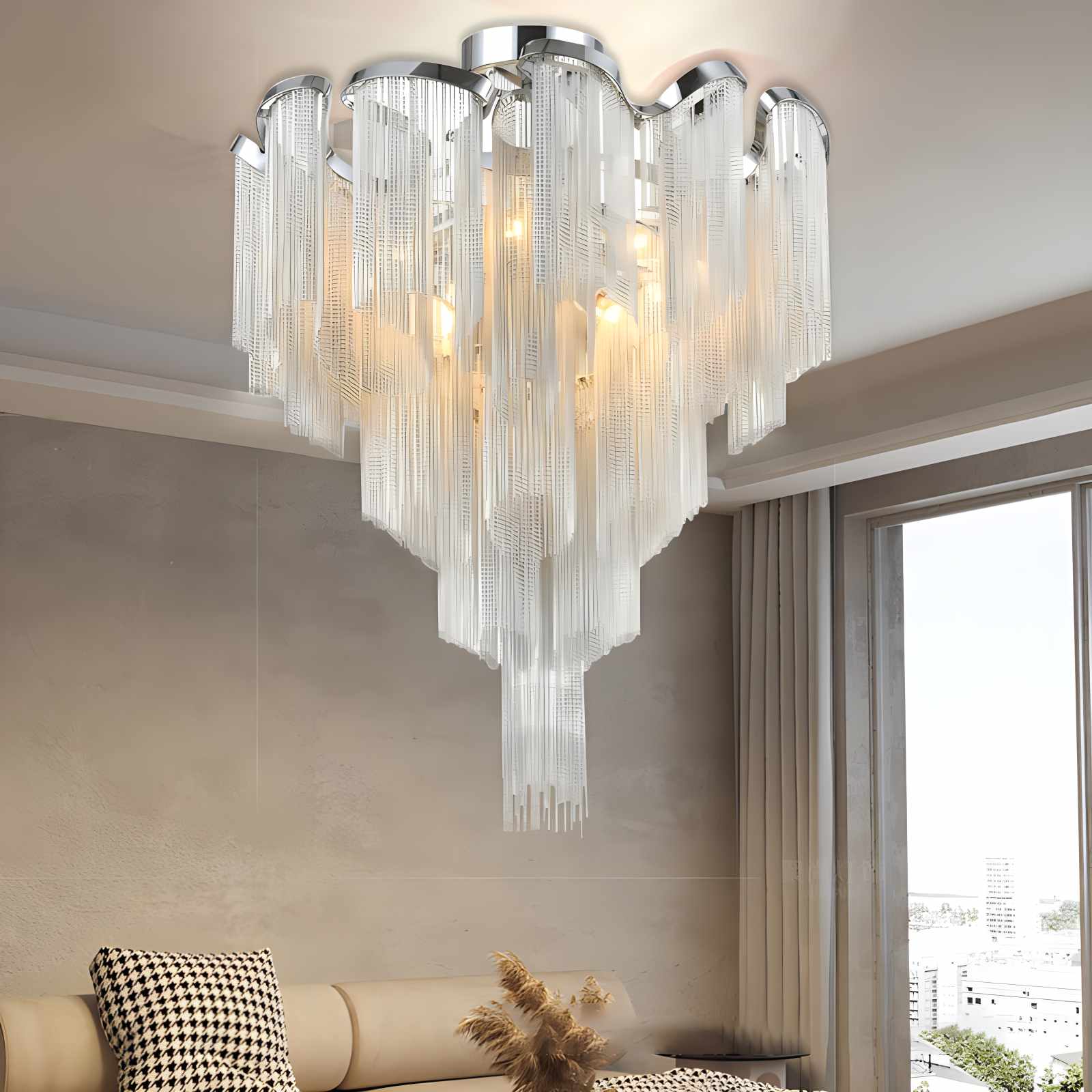 Aluminum Tassel LED Ceiling Chandelier