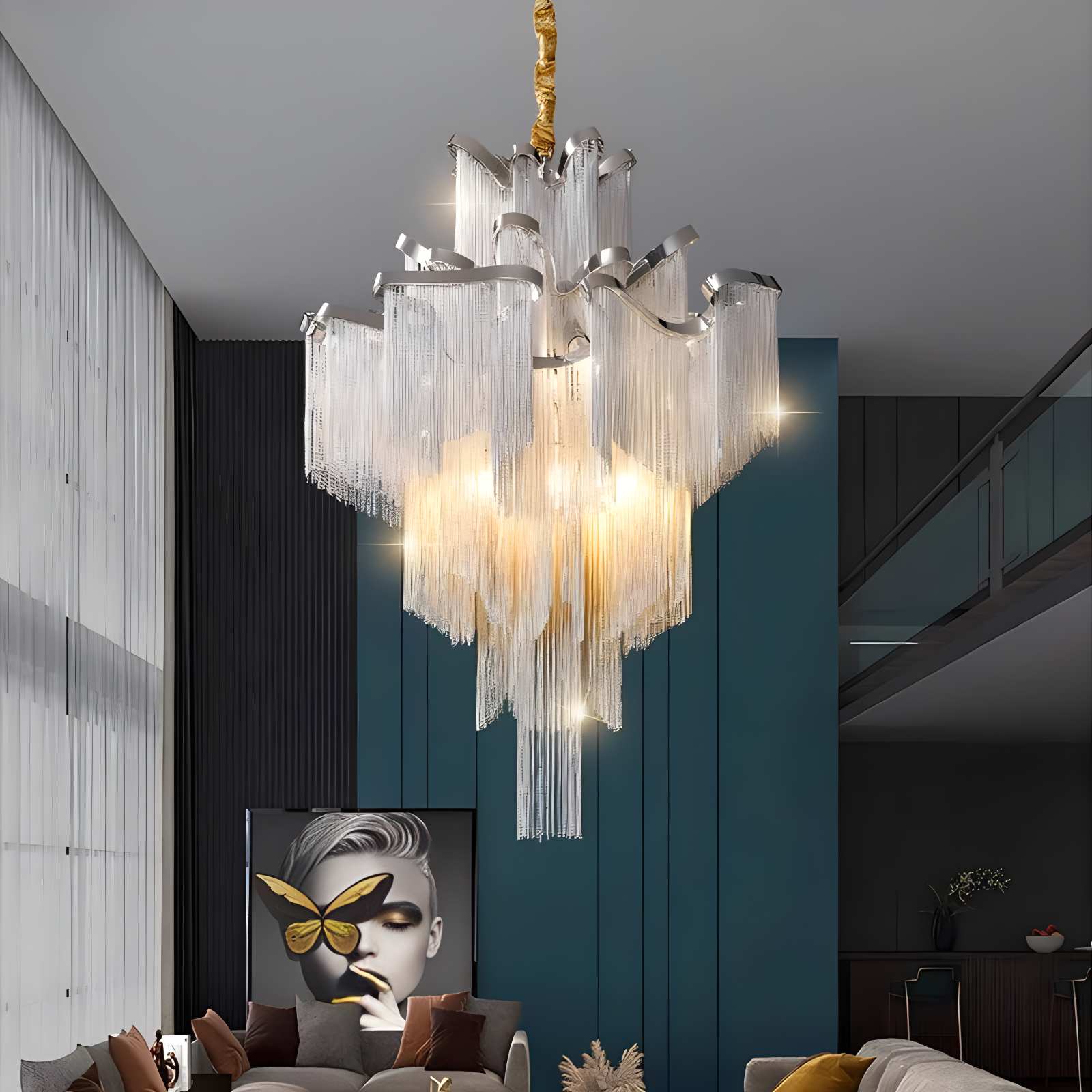 Aluminum Tassel LED Ceiling Chandelier