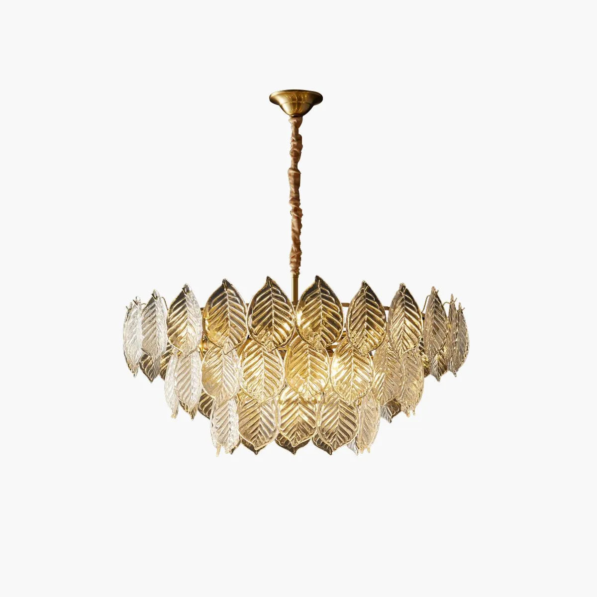 Antizer Tiered Glass Leaf Chandelier