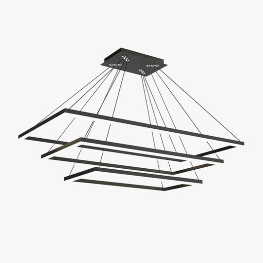 Antizer Modern Black Tiered Rectangular Chandelier