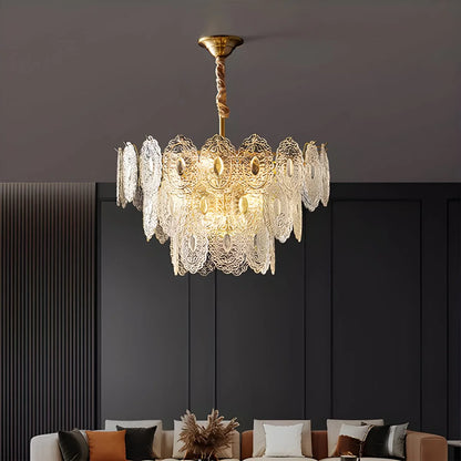 Antizer Tiered Textured Glass Chandelier