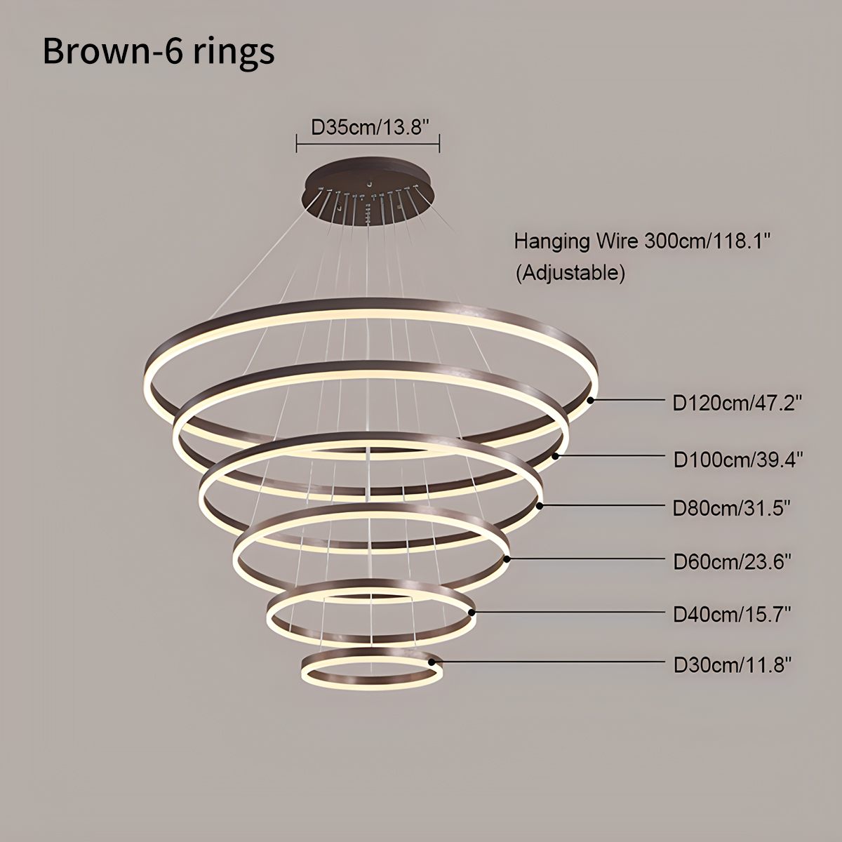 Antizer Tiered Ring Chandelier with Multi-Layer Rings