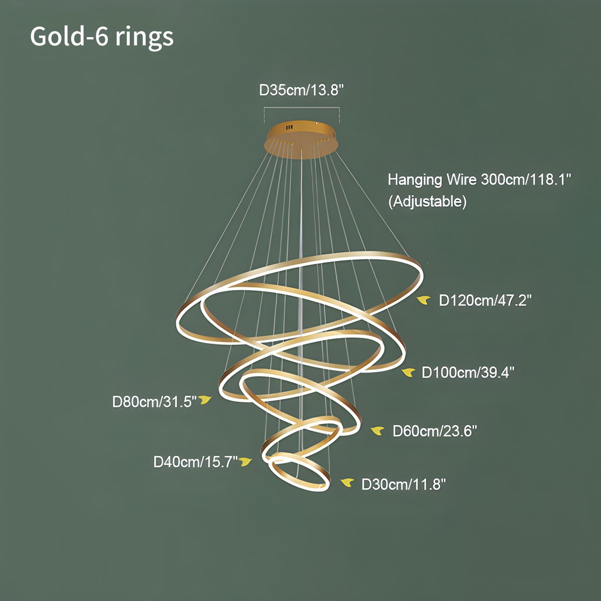 Antizer Tiered Ring Chandelier with Multi-Layer Rings