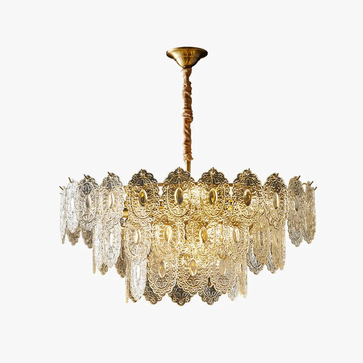 Antizer Tiered Textured Glass Chandelier