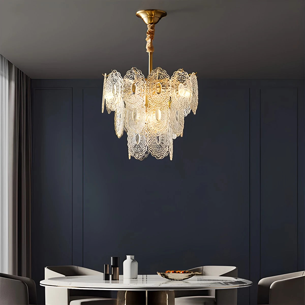 Antizer Tiered Textured Glass Chandelier