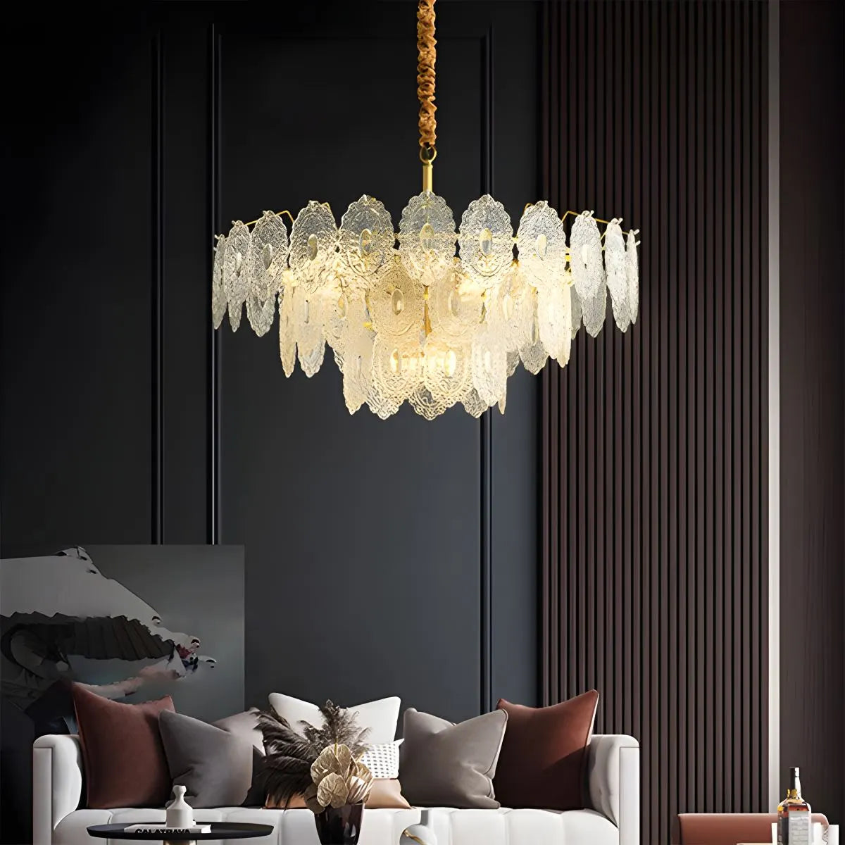 Antizer Tiered Textured Glass Chandelier