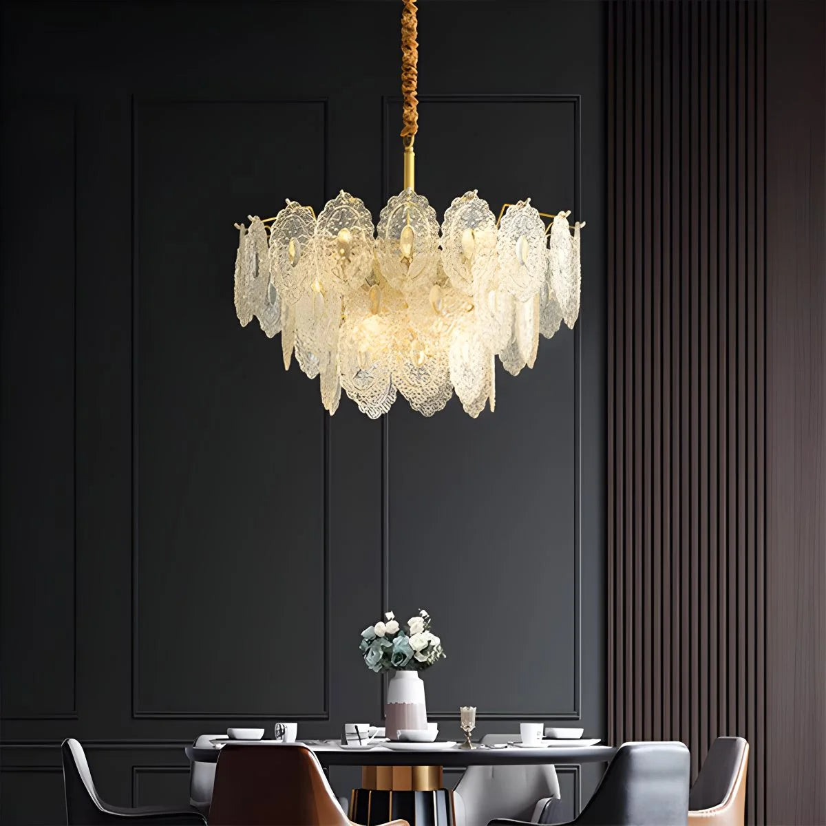 Antizer Tiered Textured Glass Chandelier