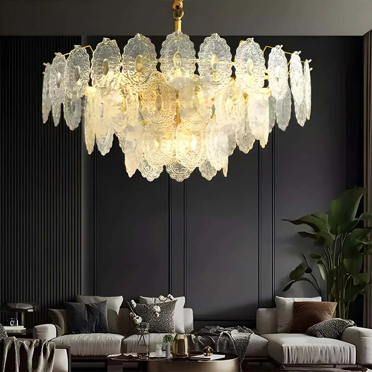 Antizer Tiered Textured Glass Chandelier