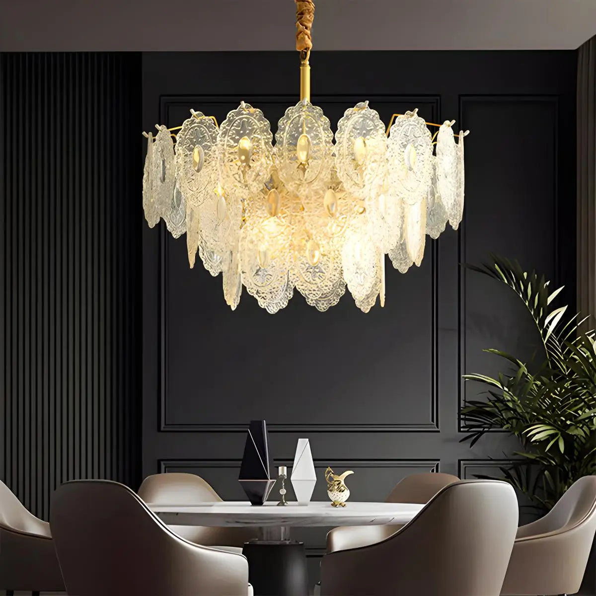 Antizer Tiered Textured Glass Chandelier