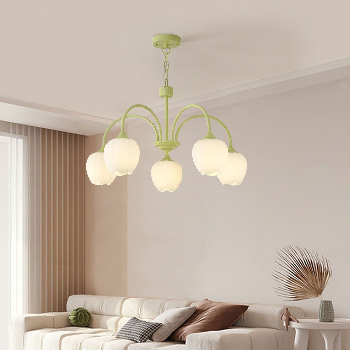 French Romance Tulip Matcha Chandelier