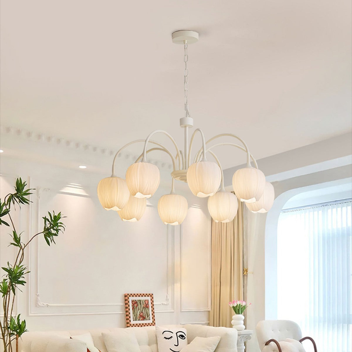 French Romance Tulip Matcha Chandelier